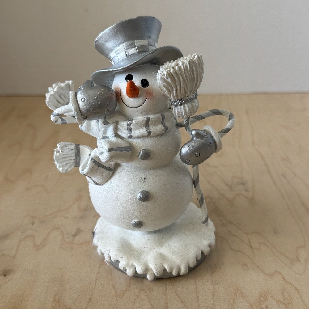 Vintage Christmas Frosty the Snowman Top Hat Broom Collectible 5”